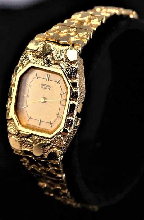 fake seiko gold nugget watch|seiko 14k gold watch women.